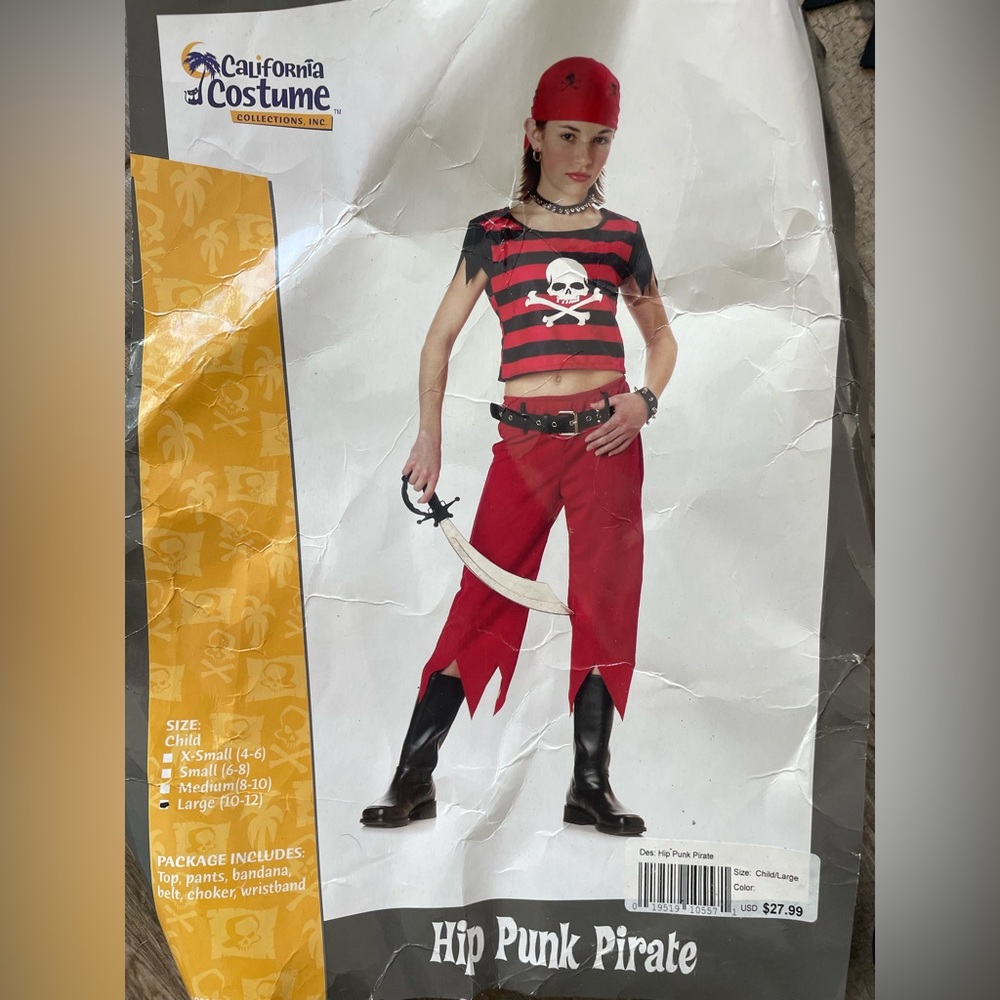 Halloween / California Costumes Hip Punk Pirate child large, gently worn.